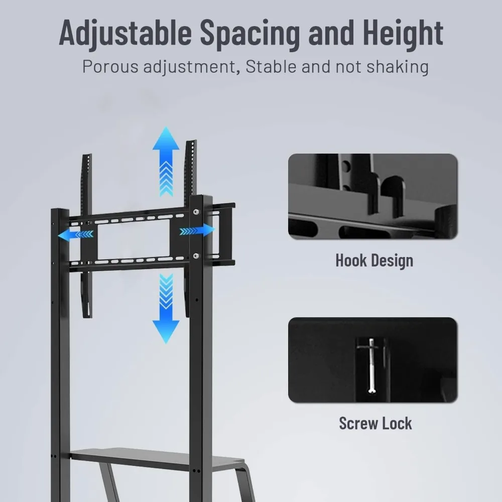 Rolling TV Stand for 60-100 Inch TVs with Wheels, Supports LCD, LED, OLED, Plasma Screens Up to 330lbs
