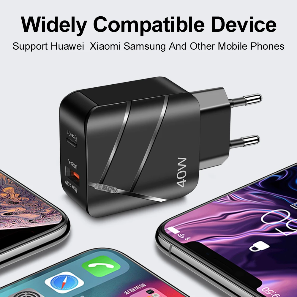2 in1 PD USB C Charger Quick Charge QC 3.0 Wall Charger Adapter For iPhone 14 13 Samsung Xiaomi USB Charger Fast Charging