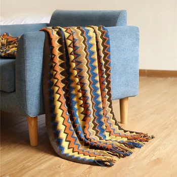Boho Woven Rust Red Throw Blanket with Tassels – Soft Lightweight Decorative Knit Plaid for Couch, Bed, or Sofa 9