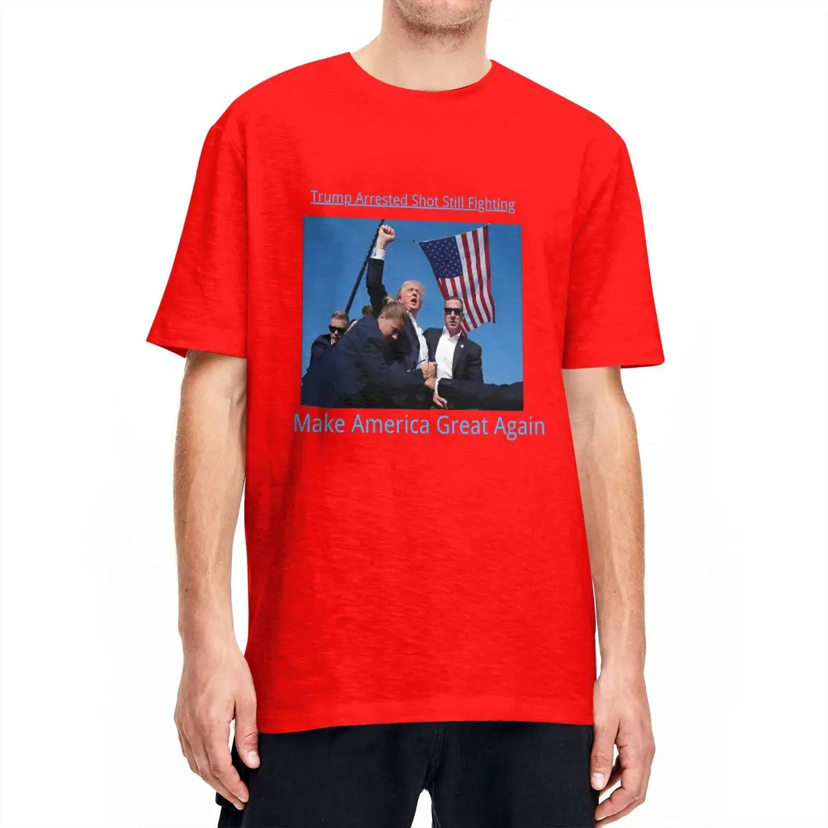 thumbnail image 1 of Camisetas de algodón para hombre con la frase "Arrestan a Trump y siguen luchando para hacer de Estados Unidos una gran nación", camisetas de verano con cuello redondo, tallas 4XL, 5XL y 6XL, 1 of 5
