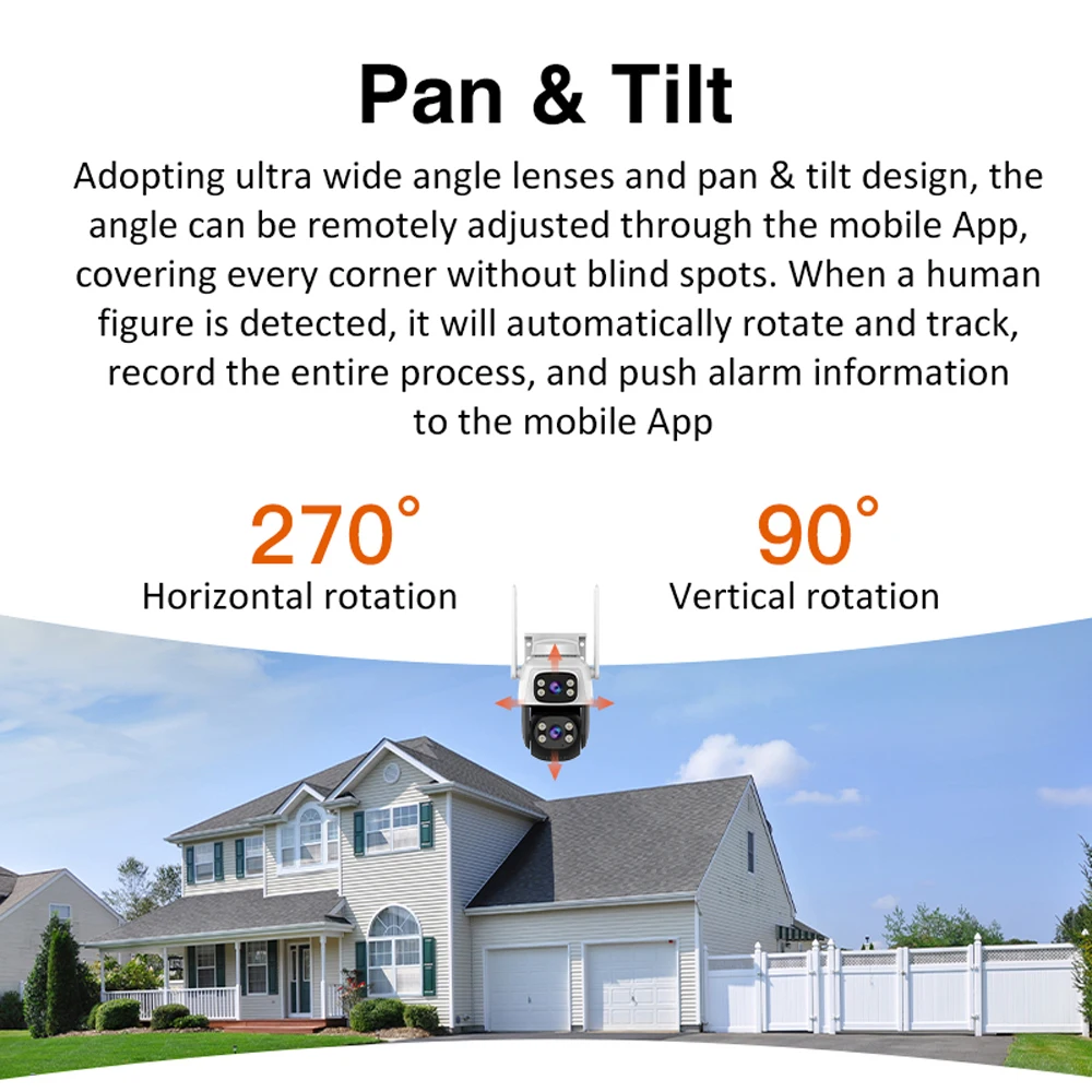 5MP WiFi PTZ Security Camera Dual Lens 5X Zoom PTZ Cam Dual Light Modes AI Auto Tracking Outdoor Smart Color Night Vision Camera 4