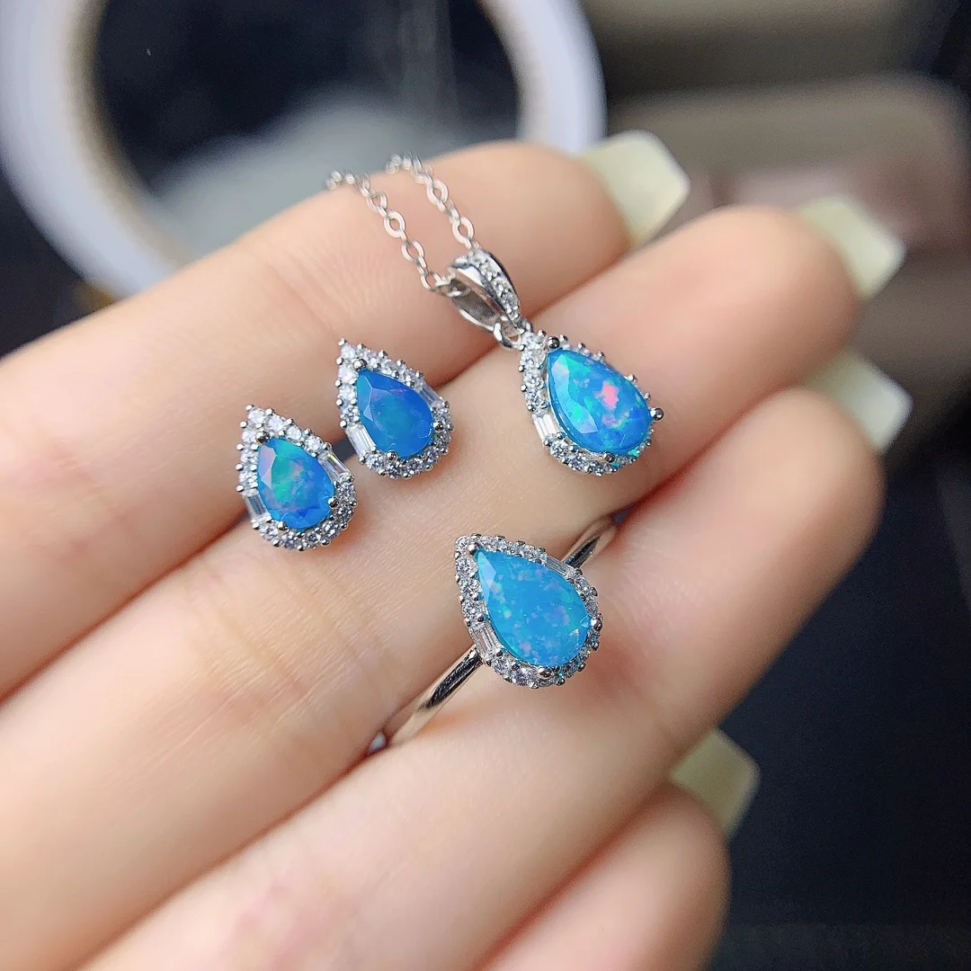Ladies Sterling Silver 925 Jewelry Elegant Ladies set Opal Jewelry
