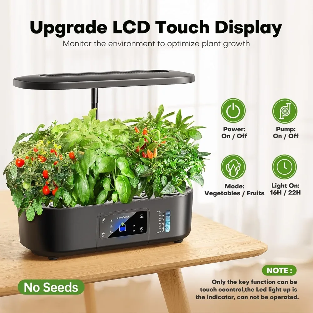 Hydroponics Growing System with 12 Pods, Adjustable Height 17"