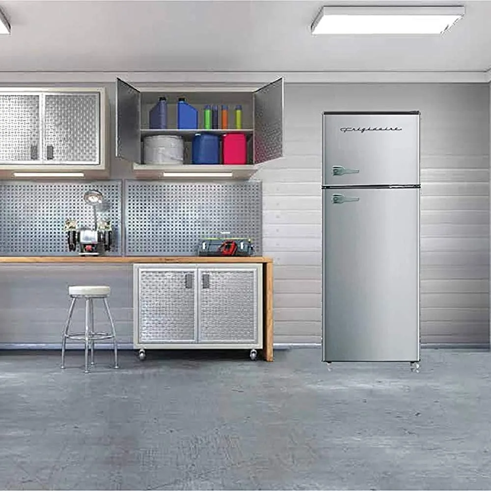 2 Door Apartment Size Refrigerator with Freezer Combo, 7.5 cu ft, Platinum Series, Stainless Steel-21.5" D x 22.4" W x 55.5" H