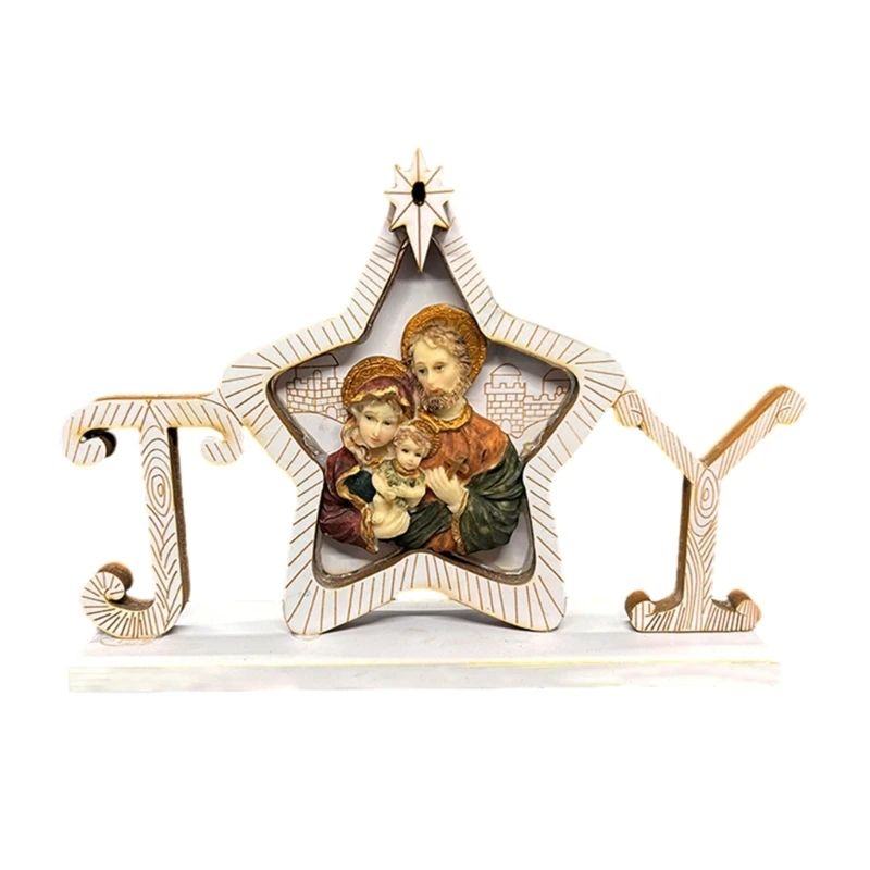 

LED Holy Family Tabletop Ornament Religious JesusChrist Light Up Desktop Decor