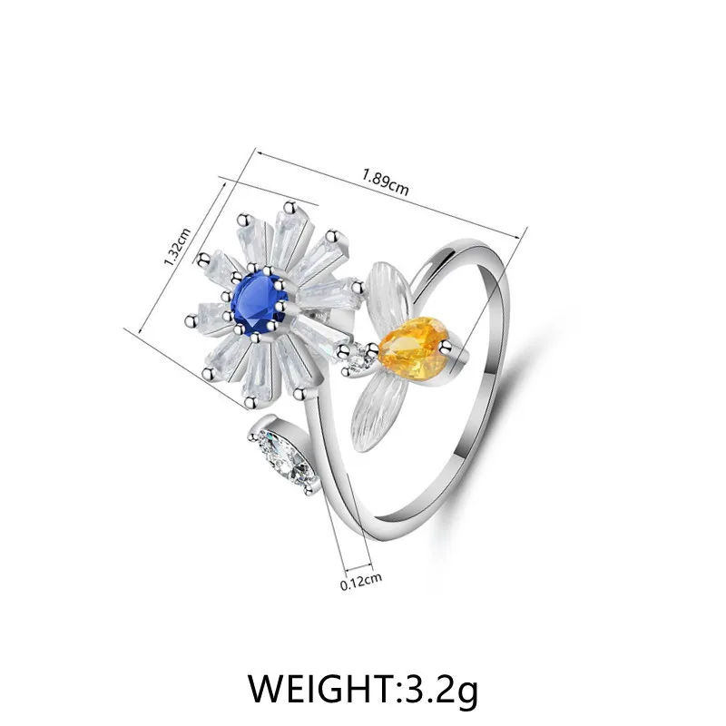 1pcs 925 Sterling Silver Sunflower Ring Rotation Creative You Are