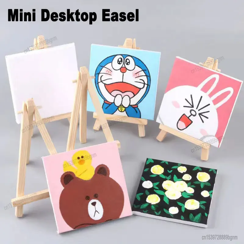 24Set Artists 5 Inch Mini Easel +3 Inch X3 Inch Mini Canvas Set Painting  Craft DIY Drawing Small Table Easel Gift - AliExpress