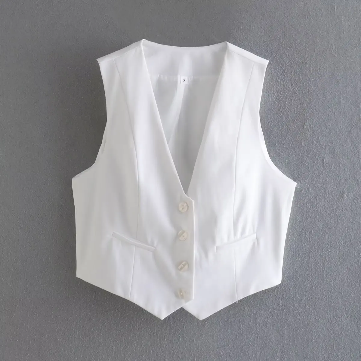 Womens Plain Sleeveless Collared Waistcoat Ladies Casual Hotels Party Wear Vest 