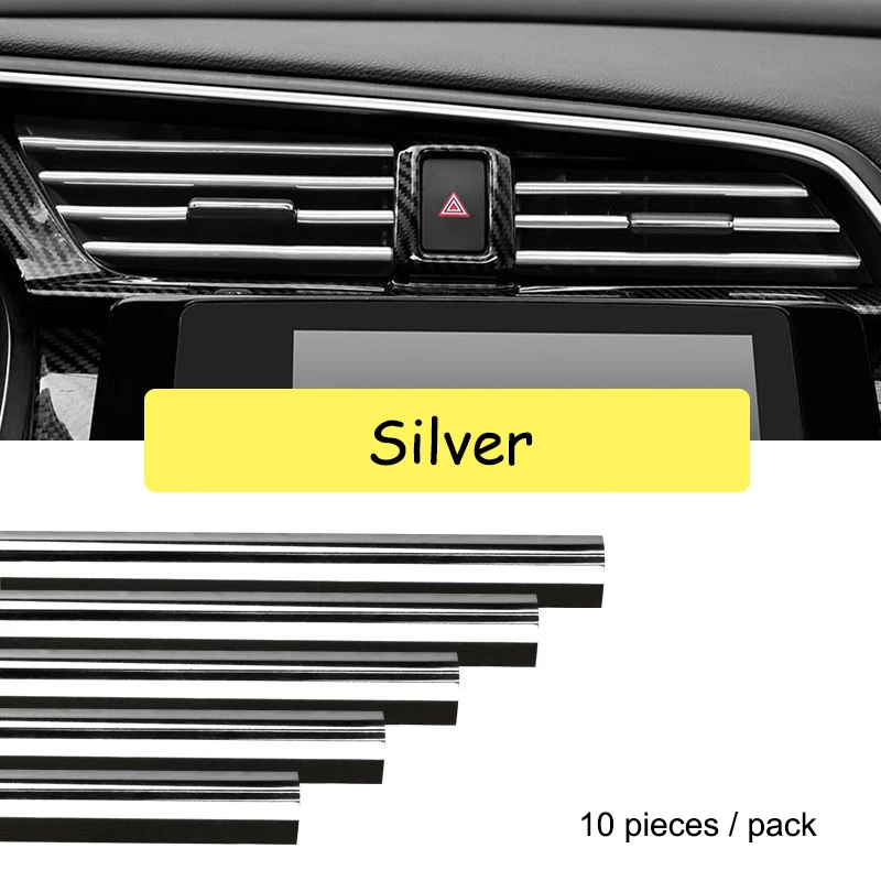 10 Pieces Car-styling Chrome Styling Moulding Car Air Vent Trim Strip Air Conditioner Outlet Grille Decoration U Shape car moulding decoration