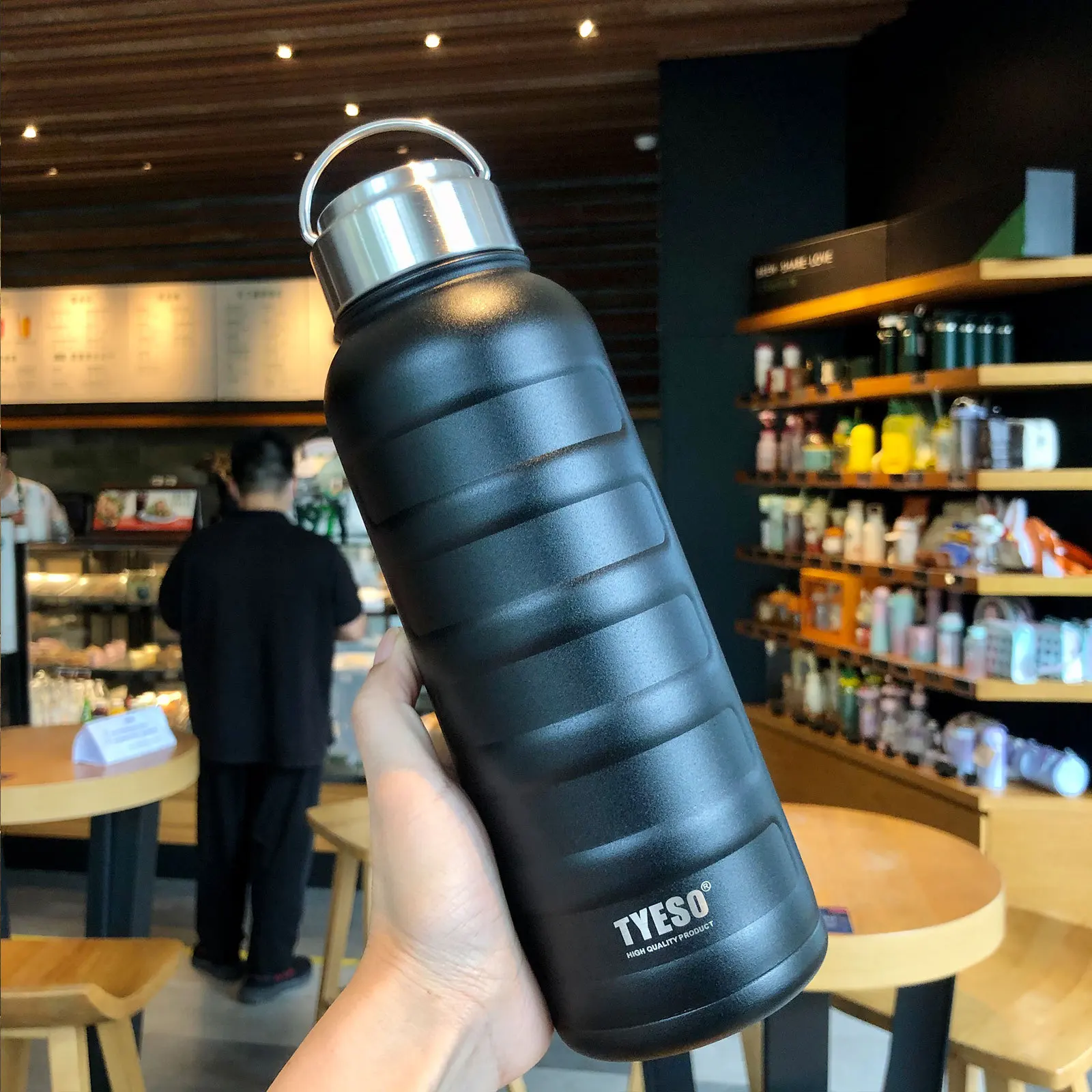 750/1000ML TYESO Water Bottle Double Wall Insulated Stainless Steel Thermos With Handle Lid Copo Termico Botella De Agua Termo