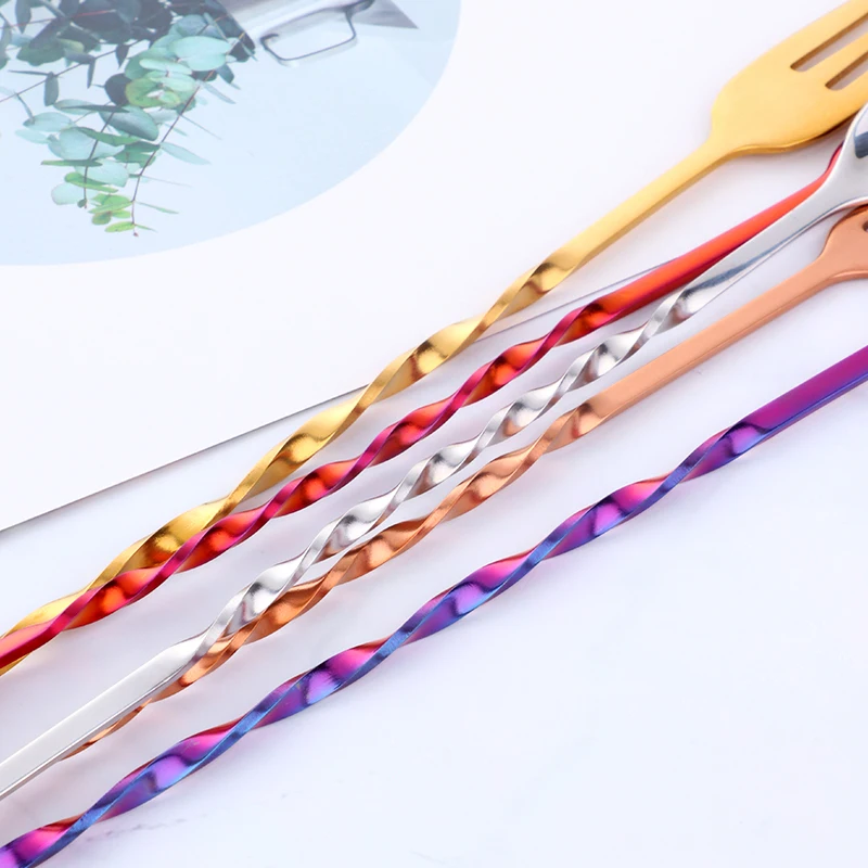 1 pc Cocktail Spoon Stainless Steel Bartender Bar Accessories Home Bars Carafe Gadgets Cool Tool Faced Chocolate Bar Metal Spoon