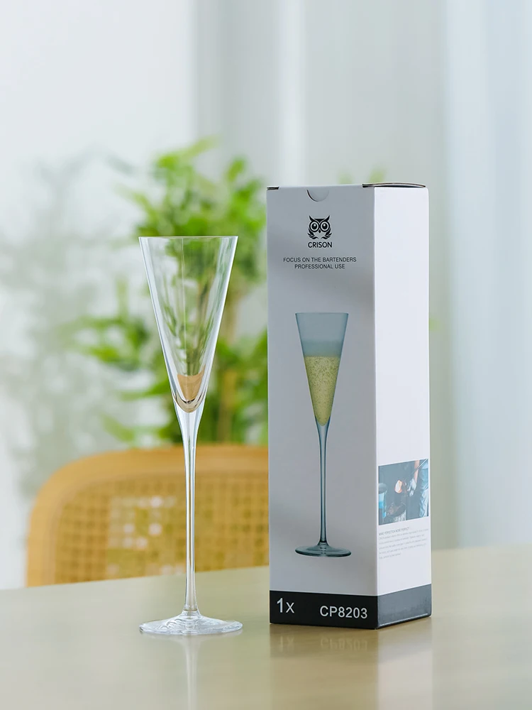 Lead-free Crystal Triangle Shape Champagne Glasses Tall Sparkling Wine Glasses Cocktail High-grade Color Box Packaging