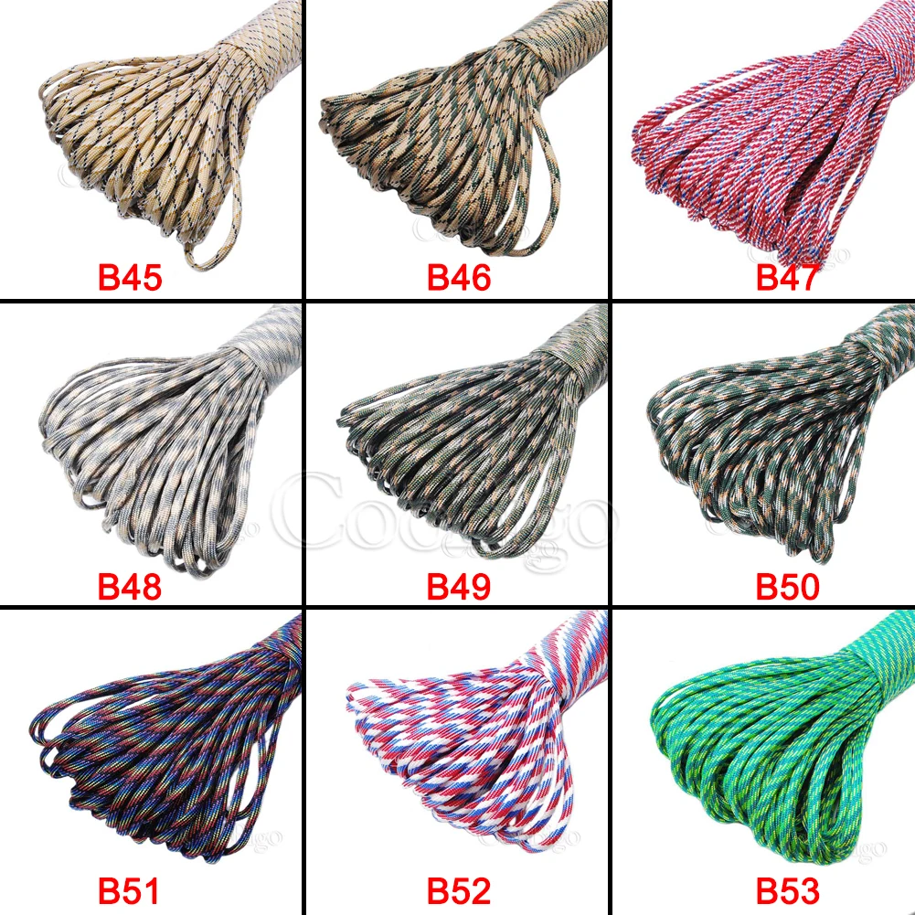 3/100m 4mm Mixed Color Parachute Cord Lanyard Rope 7 Strand Shoelaces Cordon for Paracord Bracelet DIY Craft Accessories