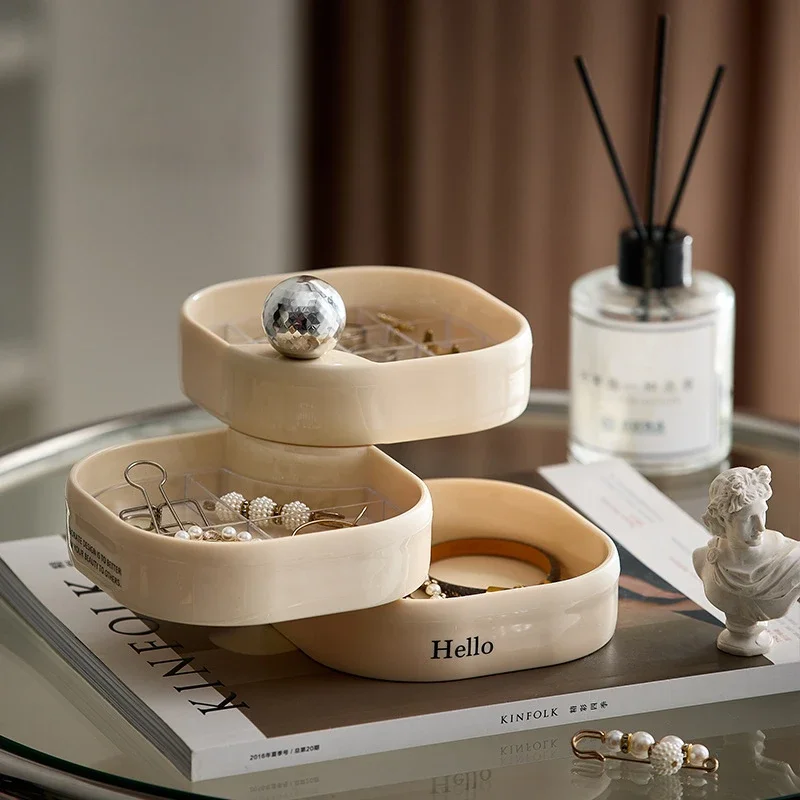 

Многослойный вращающийся ящик для хранения ювелирных изделий, коробка для хранения ручных ювелирных изделий, серег, ожерелий, тонкая полка
