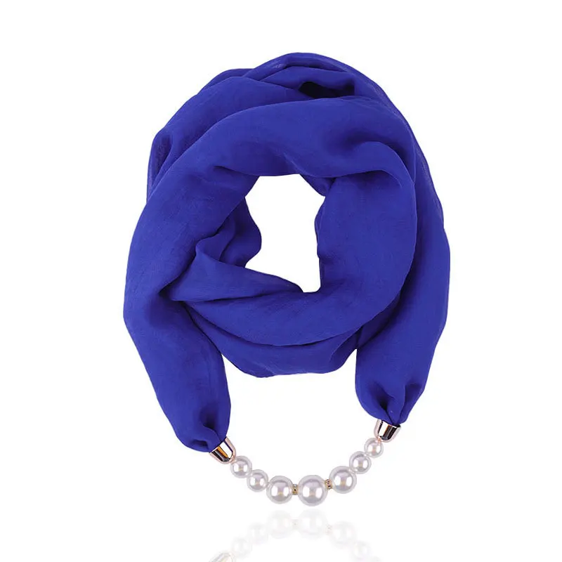 S6ed0fef4140d4c7ebf7ac57a875ecb2dI Solid color Jewelry Statement Necklace Pendant Scarf Women Neckerchief Foulard Femme Accessories Hijab Mallzona