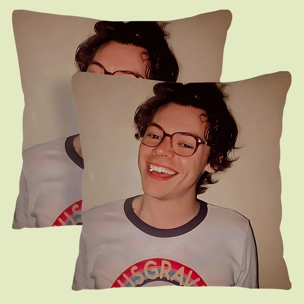Pillow Covers Cartoon H-harry Styles Sofa Decorative Double-sided Printing Short Plush Cute Cushion Cover