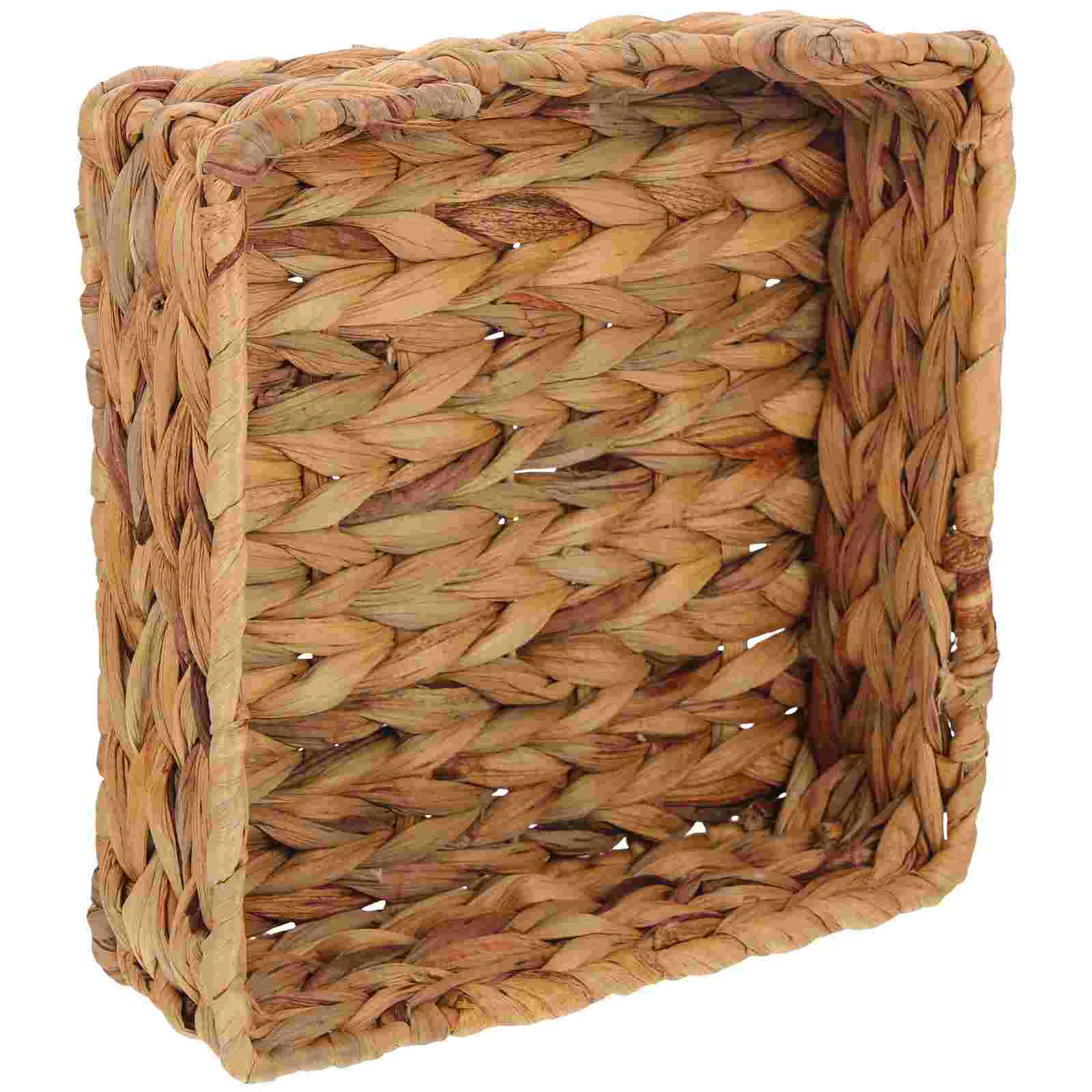 

Straw Tissue Box Napkin Holders for Tables Car Mount Hand Woven Sundries Basket