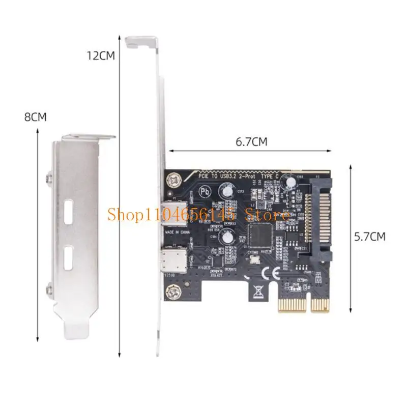 652F PCIE 이중 유형 C 확장 카드 PCIE 2 포트 유형 C USB 3.2 GEN1 5Gbps