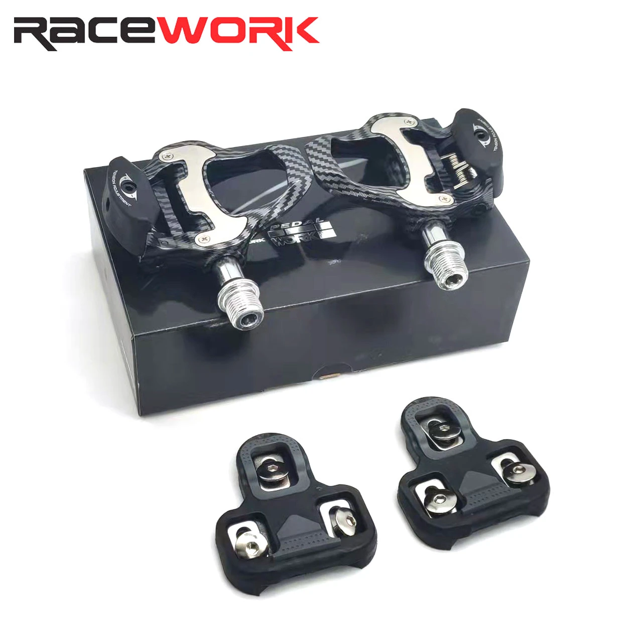racework Carbon Clip Pedals Road Bike Clipless Pedals Plain Pattern