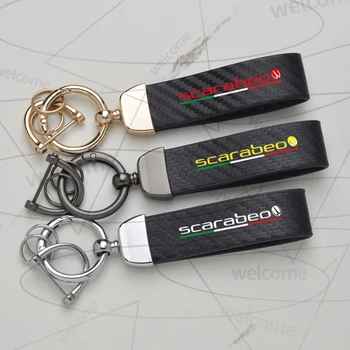 Per SCARABEO 500 150 200 250 300s 400 125 Logo Emblema Moto In Fibra di Carbonio In Pelle In Lega di Zinco Portachiavi Portachiavi Accessori