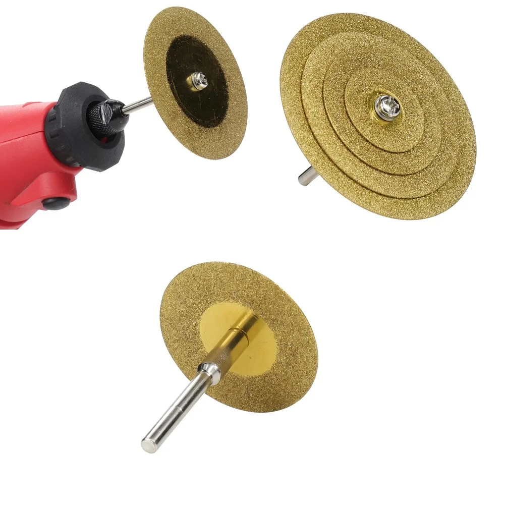 5pcs Mini Diamond Cutting Disc For Dremel Rotary Tools Accessories TiN Coated Circular Saw Blade With 3mm Shank Mandrel