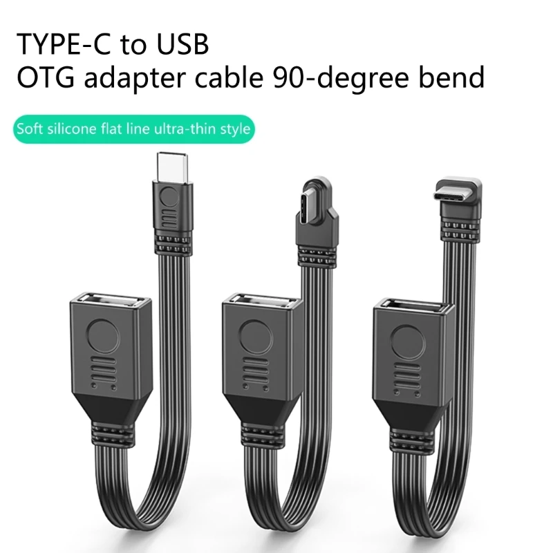 Right-Angle USB-C to USB-A OTG Adapter Cable