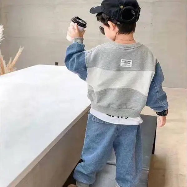 2-8 Yrs Baby Boys Fashion Clothing Sets Spring Autumn Children's Denim Korean Style Suit for Kids Two-piece Top + pant Set kids clothes
