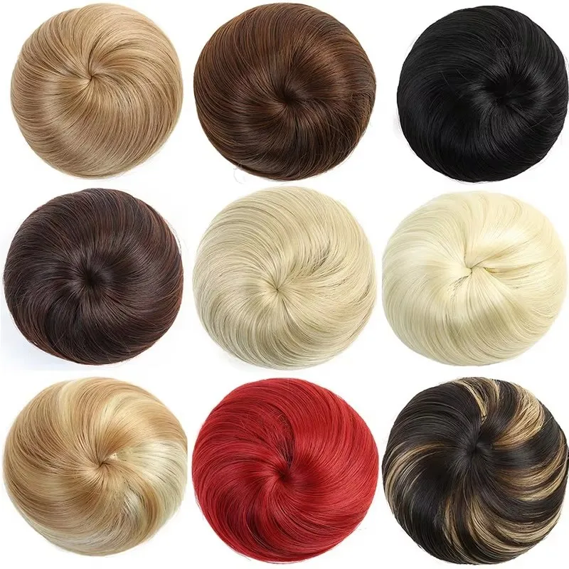 Synthetic Claw Clip Hair Extention Hair Bun Meatball Head Accessories Messy Straight Clip-in Donut Bun