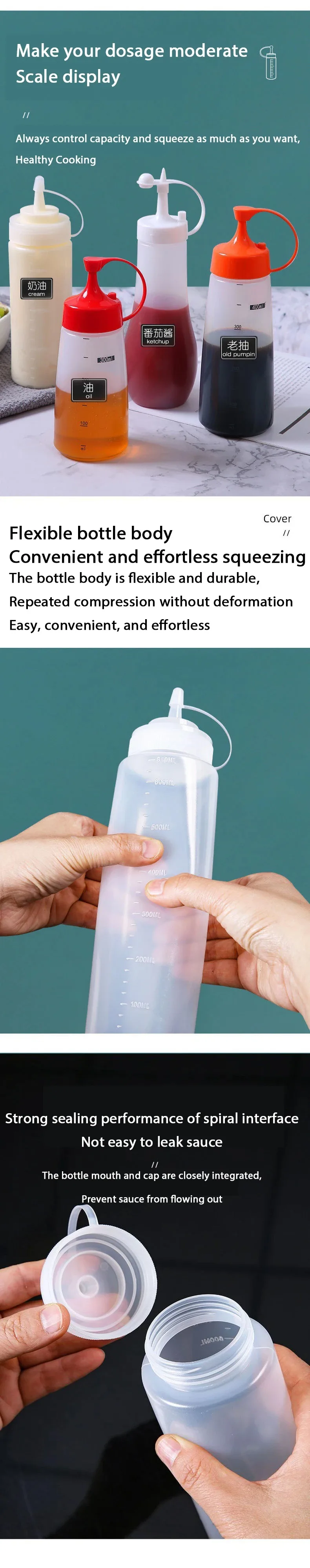 1PC White Plastic Squeeze Bottle With Cap Dispenser Bottle Bread Dessert Baking Accessory Cake Decorating Kitchen Gadget Tool