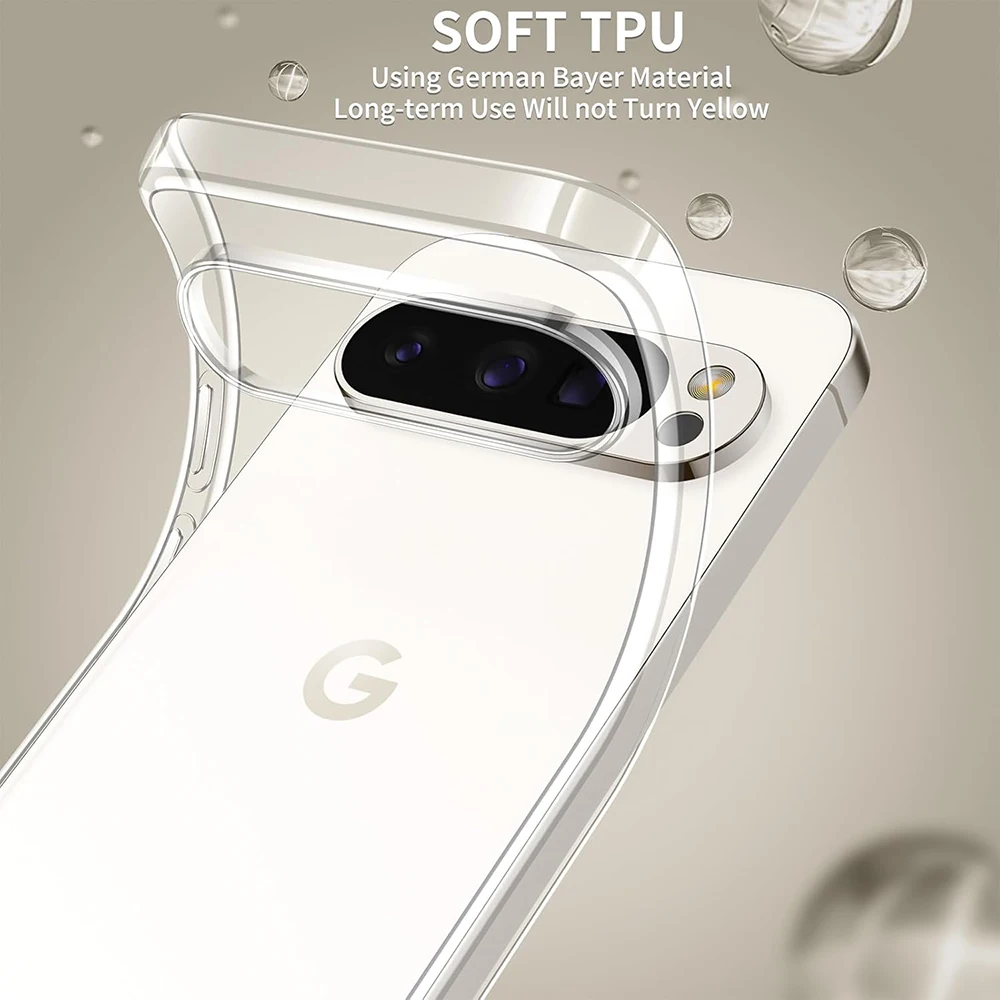 Schlanke, stoßfeste Silikon-Softhülle für Google Pixel 10 9A 9, ProXL 8, 8A, 7, 7A, 6, 6A Pro XL, weiche Rückseite, klare Schale – Detail 5