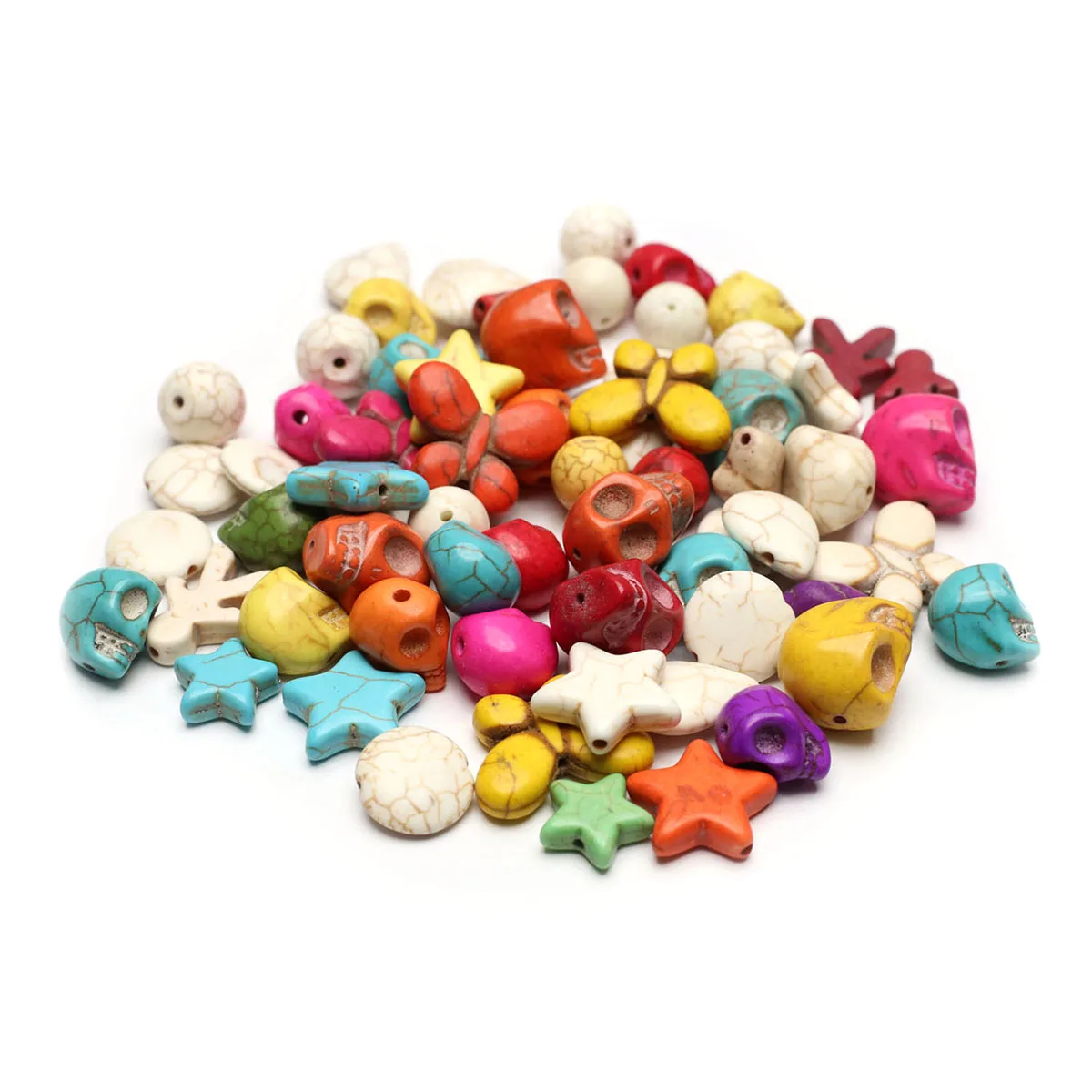 200g/pack Random Colors Shapes Synthetic Colored Turquoise Beads Jewelry Making DIY Necklaces Bracelets Accessories Gifts