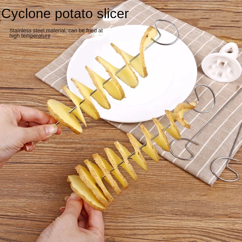 Protable Potato BBQ Skewers for Camping Chips Maker Slicer Potato Spiral Cutter Barbecue Tools Kitchen Accessories Kitchen Gadge barbecue skewers bbq grilling accessories
