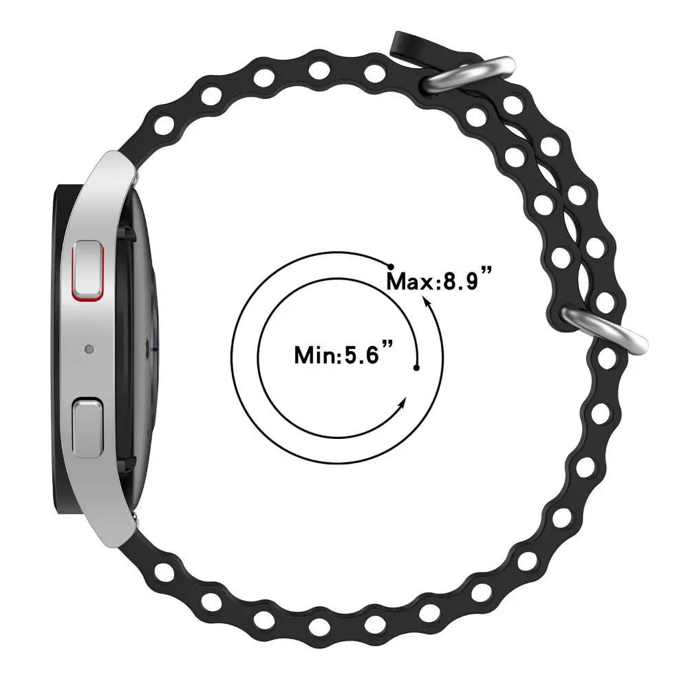 Ocean Sport Silicone Strap Band, 20mm/22mm,