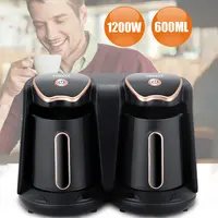 600ml Turkish Coffee Pot, 1200W Electric Drip Coffee Maker Machine,Double Pot Design, Household Office Milk Coffee Tea Pot 2