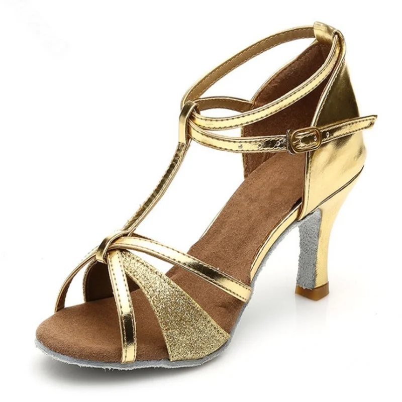 XIHAHA Fashion Latin Dance Shoes Women Girls‘Ballroom Tango Salsa Dancing Shoes for Ladies Soft Bottom High Heeled Sandals 5/7cm