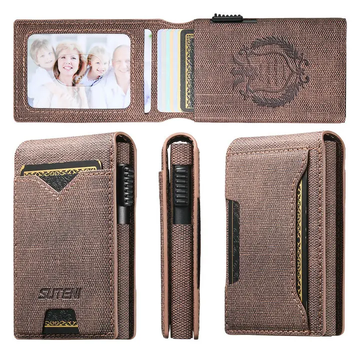 Men's Luxury Faux Leather Wallet Case with Automatic Card Eject Function