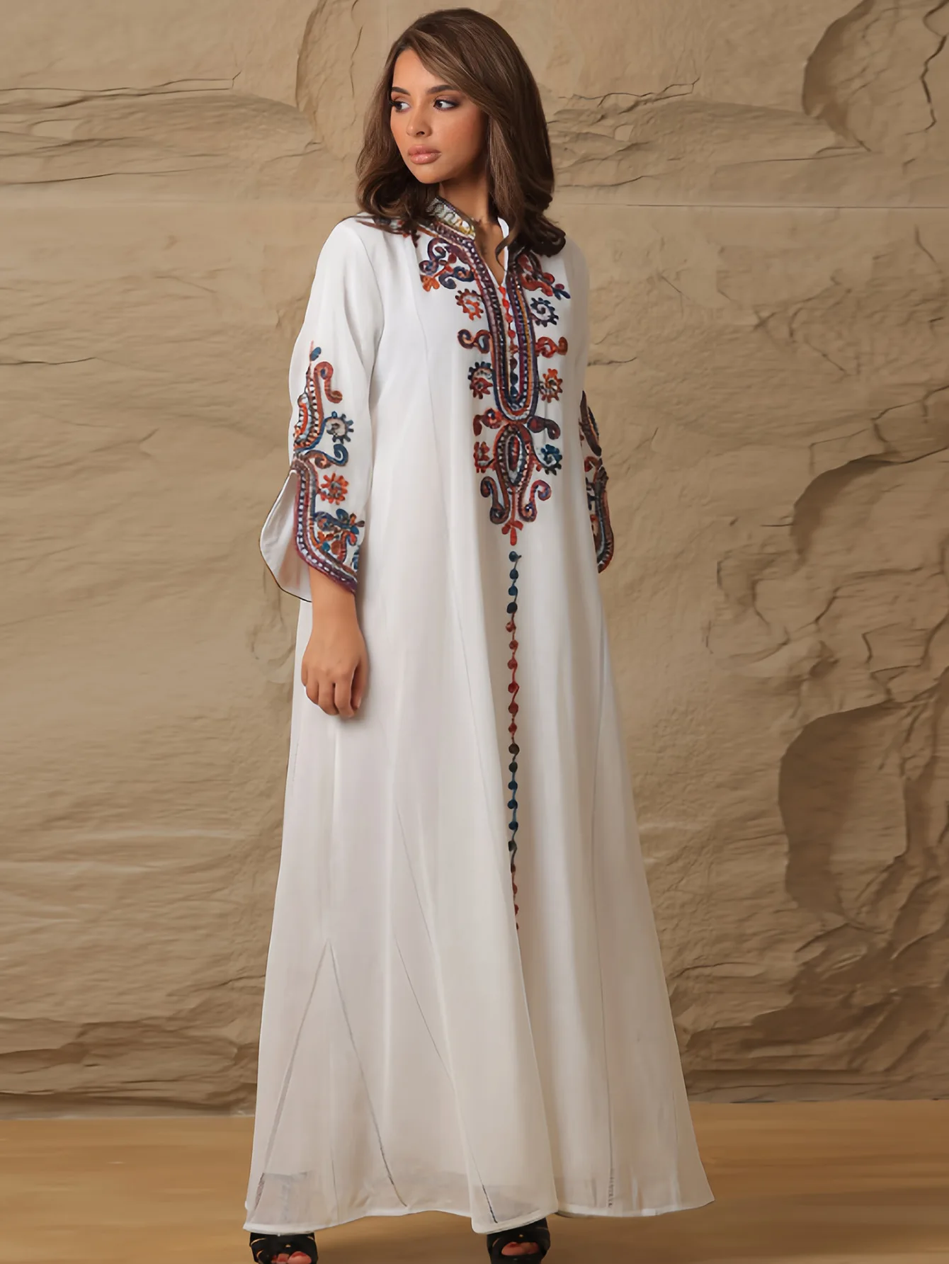 Embroidery Abayas for Women Muslim Maxi Dress Eid Djellaba Dubai Turkey Kaftan Islam Jalabiya Morocco Caftan Vestidos Femme Robe - Image 5