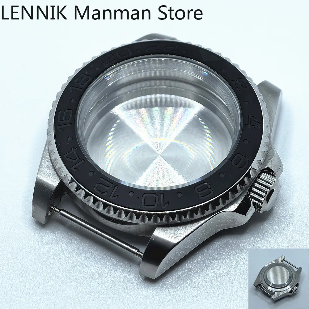 40mm Black PVD Watch Case with Transparent Back Glass