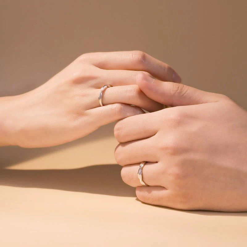 Couple Rings Set Simple Opening Adjustable Finger Ring For Women Men Anniversary Gift