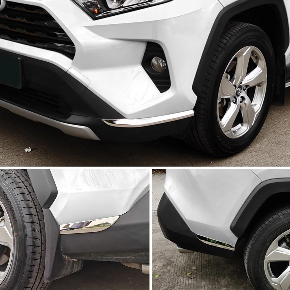Stainless Steel Car Bumper Protector Trim Covers - Front & Rear, Set of 2 or 4