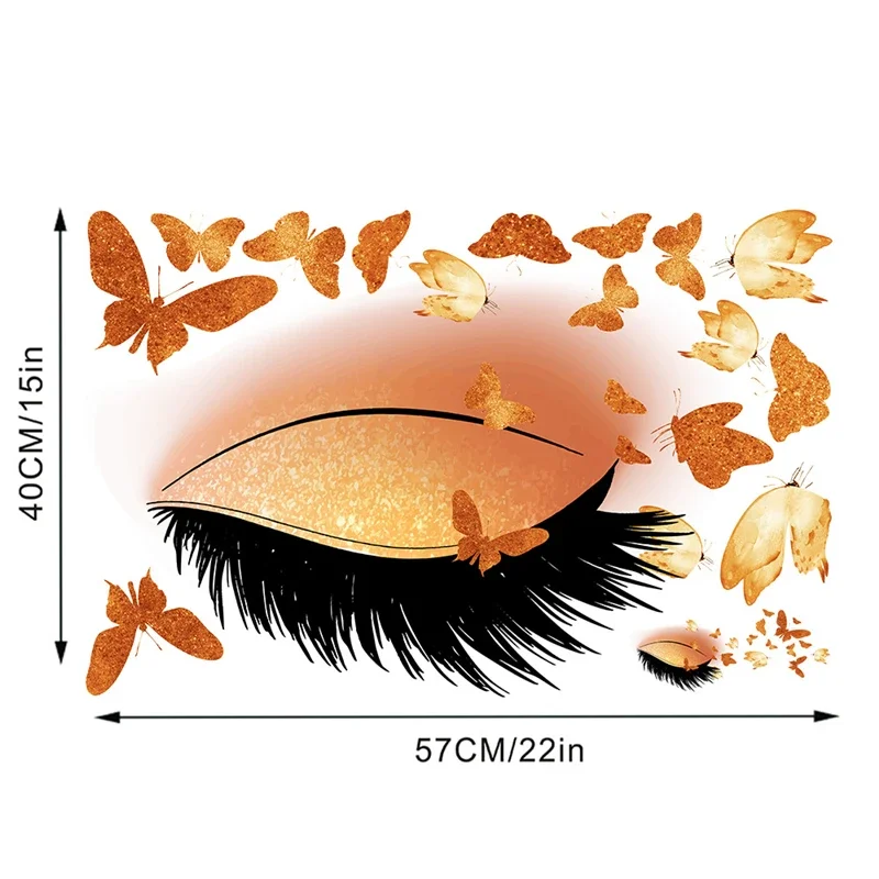 Colored butterfly eyes eyelashes umbrellas creative wall stickers, living room, bedroom decoration painting 57x40cm