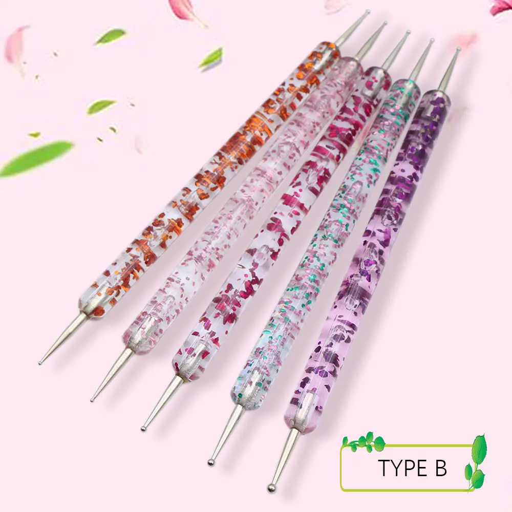 5pcs Nail Art Brushes Dotting Pen Acrylic Flower Dot Drawing Painting Manicure Tools Dual-ended Nail Decoration Accessories 5
