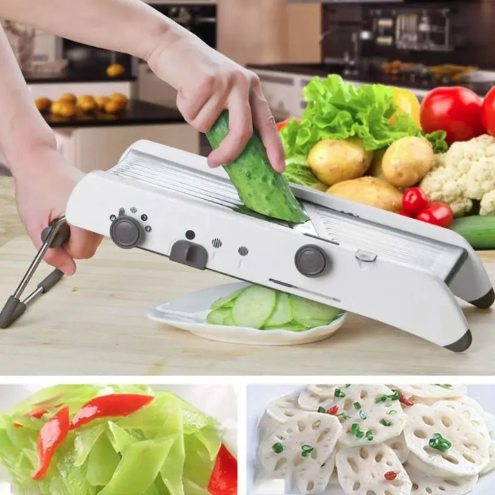 Description Picture 5 of itemHousehold Adjustable Vegetable Cutter Manual Efficient Vegetable Shredder Non-slip Base with Hand Guard Vegetable Slicer Potato