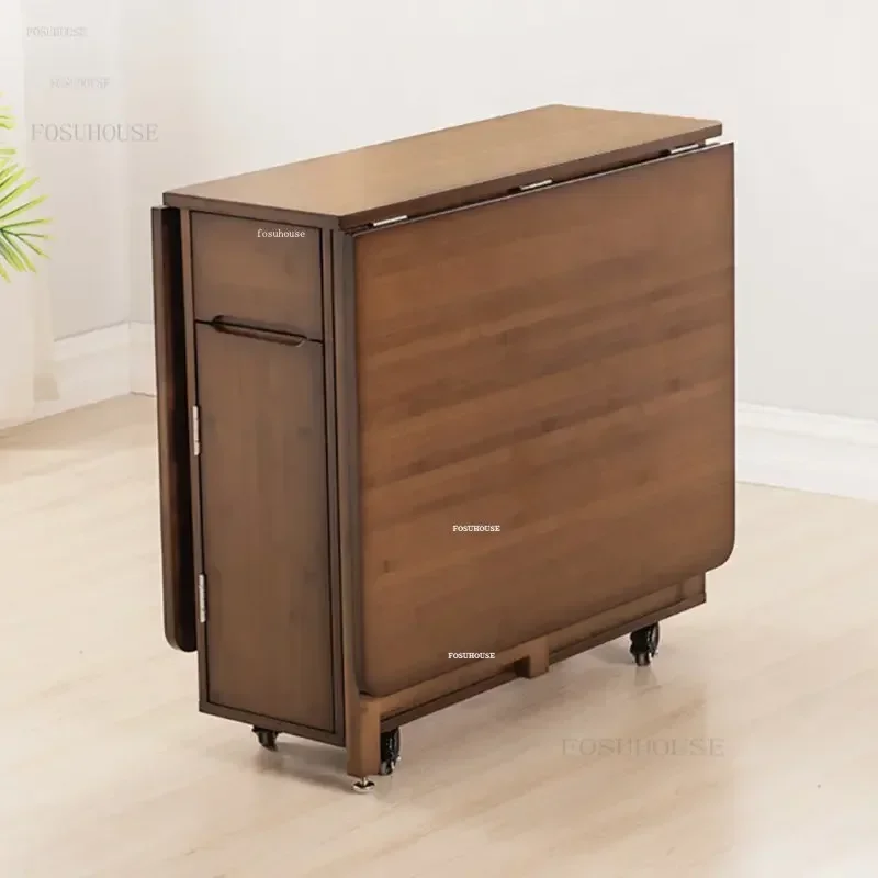 Detachable Rectangular Dining Tables Simple Apartment Wall Dining Table Home Kitchen furniture Folding Solid Wood Table L