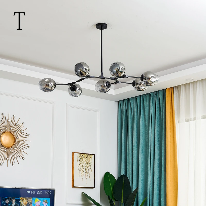 

Скандинавская стеклянная стандартная люстра, освещение для столовой, гостиной, декоративные светильники, скандинавские люстры, внутреннее освещение, подвесное освещение