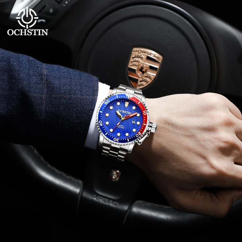 OCHSTIN Voyager Series Luxury Steel Mens Quartz Watch Chronograph Quartz Waterproof Multi-function Watch