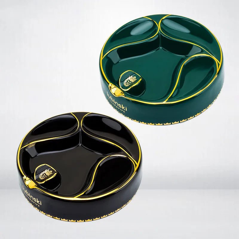 Cigar Pipe Dual-purpose Ashtray Bone Ceramic Fashion Personality Circular Smoke Extinguisher 3 Pipe Household