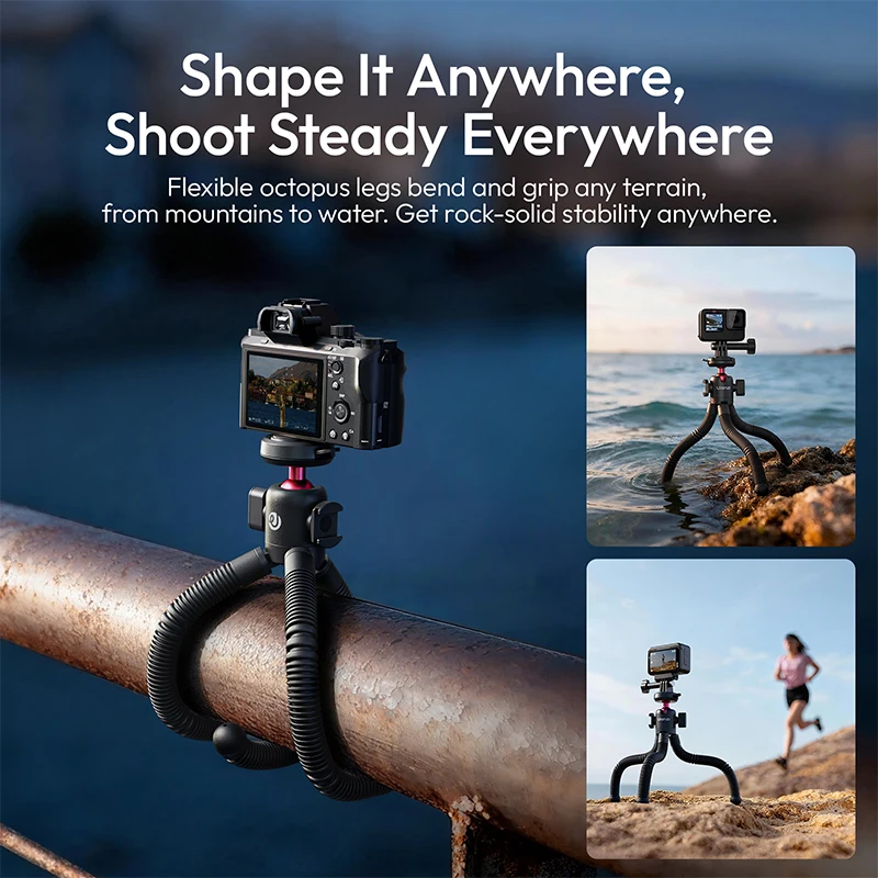 Ulanzi MT91 Cka Quick Release Octopus Tripod Flexible Legs for Smartphones Action Cameras Travel Vlog Outdoor Cycling Shots