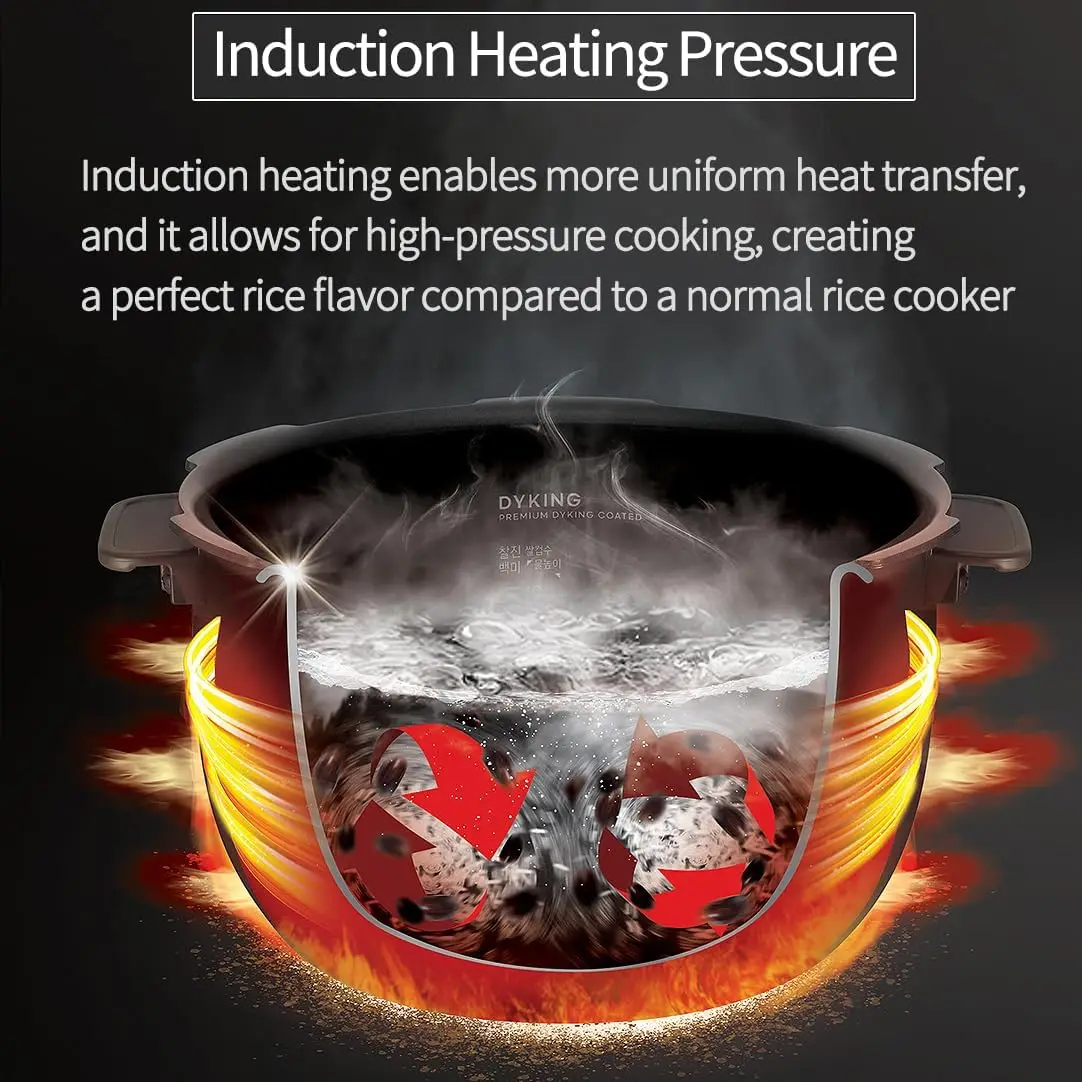 Induction Heating Dual Pressure Rice Cooker 10 Cup (Uncooked) High/Non-Pressure Easy Open Handle Stainless Cover