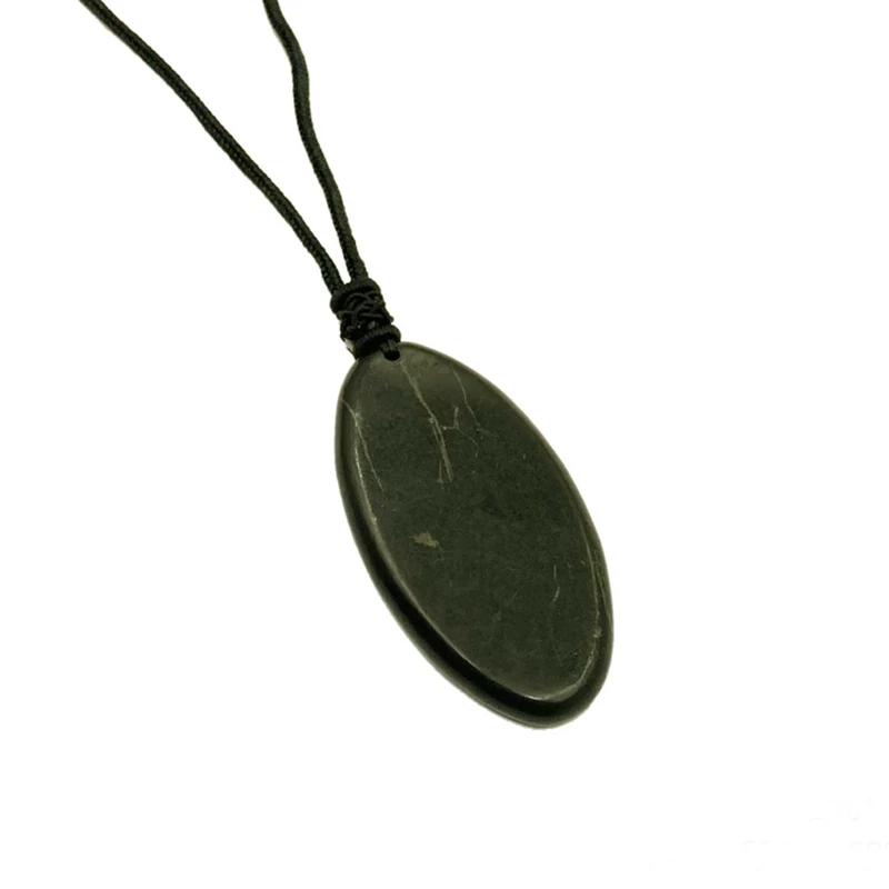 New Design Shungite Olive Shaped Pendant Exotic Energy Stone for Healing Handmade Pendant